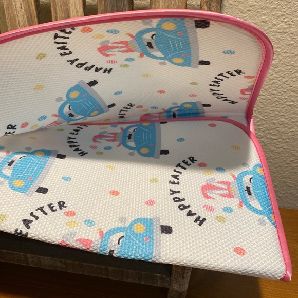 Gnome Easter Dish Drying Mat, Bunny Gnome Driving A Blue Car Dish Drying Mat - Picture 11 of 13